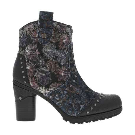 Boots noires et multicolores à talon décroché haut avec un zip - Image 2