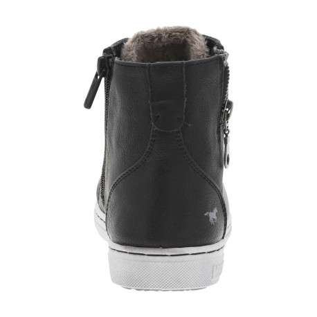 Baskets noires montantes à talon plat avec des lacets ronds blancs - Image 6