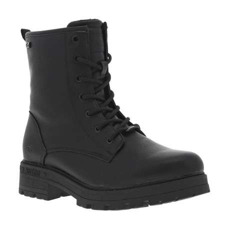 Bottines noires à talon décroché bas avec un zip et des lacets ronds - Image 3