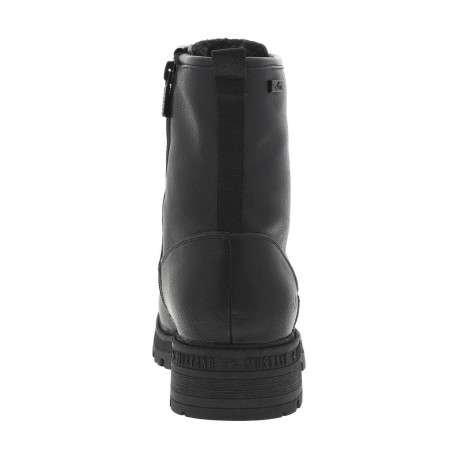 Bottines noires à talon décroché bas avec un zip et des lacets ronds - Image 6