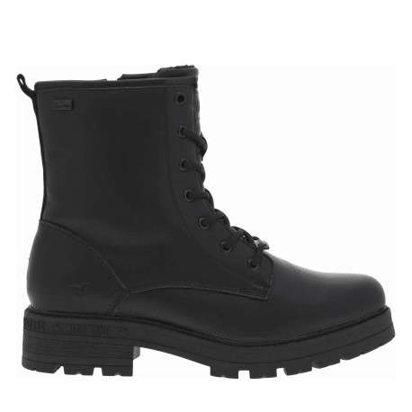 Bottines noires à talon décroché bas avec un zip et des lacets ronds - Image 2