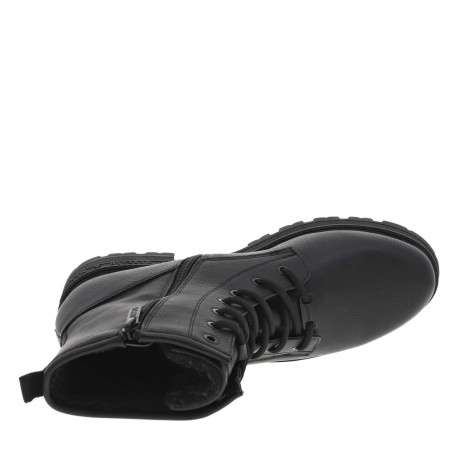 Bottines noires à talon décroché bas avec un zip et des lacets ronds - Image 4