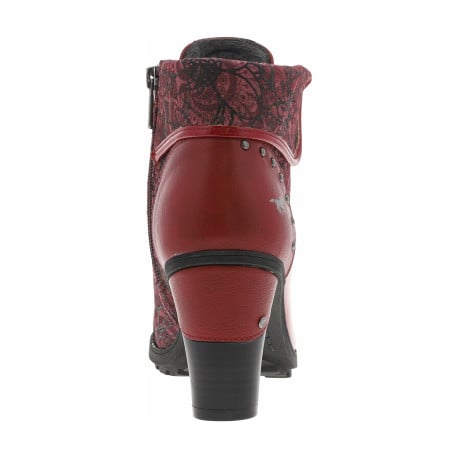 Bottines rouges à talon décroché haut avec un zip et des lacets ronds - Image 6