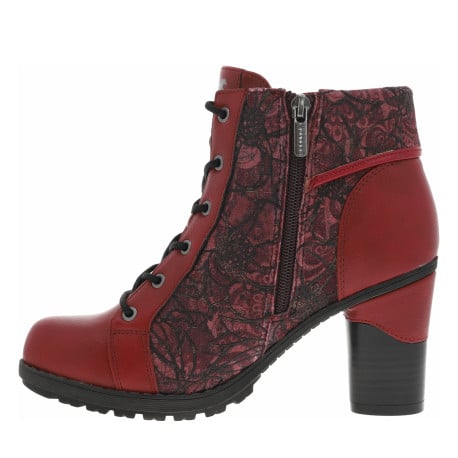Bottines rouges à talon décroché haut avec un zip et des lacets ronds - Image 2