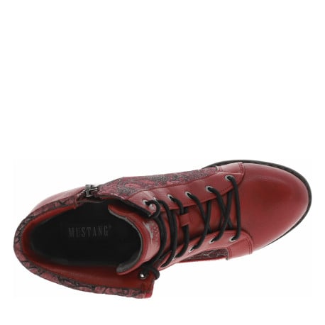 Bottines rouges à talon décroché haut avec un zip et des lacets ronds - Image 4