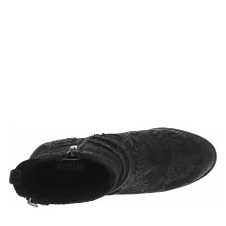 Boots noires à talon décroché haut avec des soufflets élastiqués - Image 5