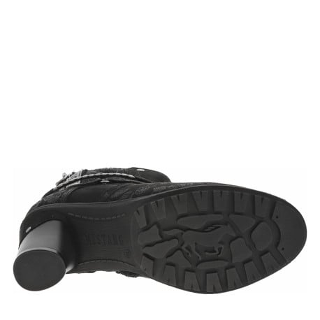 Boots noires à talon décroché haut avec des soufflets élastiqués - Image 6