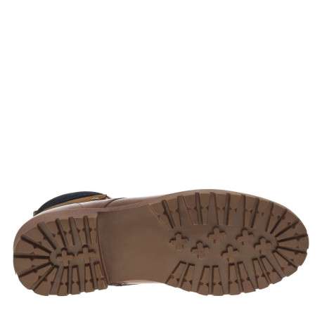 Bottines en cuir cognac à talon décroché bas avec zip et lacets ronds - Image 5