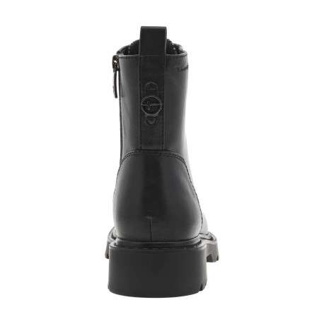 Boots noires à talon plat avec une fermeture zippée centrale et latérale - Image 6