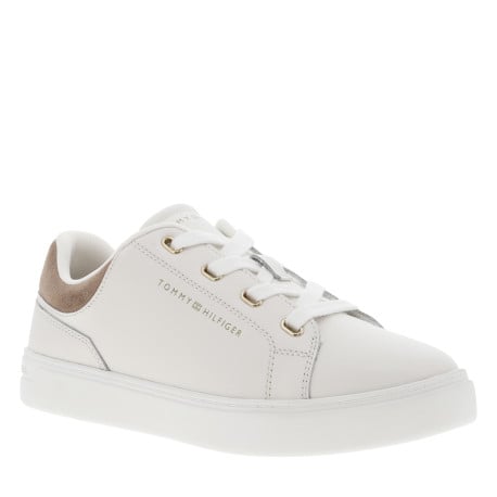 Sneakers en cuir blanches à talon plat avec une fermeture à lacets