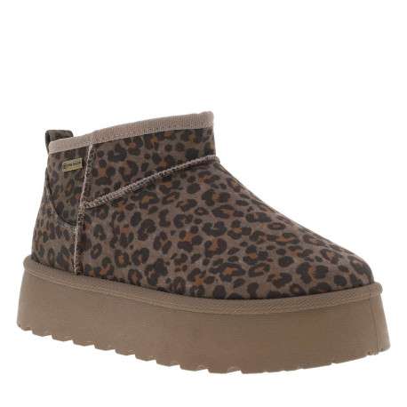 Boots slip-on taupe à motif léopard avec une semelle à plateforme - Image 3