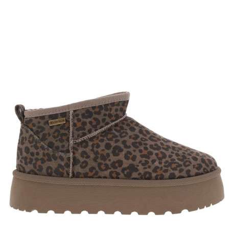 Boots slip-on taupe à motif léopard avec une semelle à plateforme - Image 2
