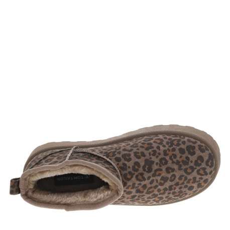 Boots slip-on taupe à motif léopard avec une semelle à plateforme - Image 4