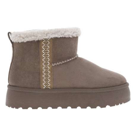 Boots taupe à talon compensé pourvue d'une doublure en fausse fourrure - Image 2