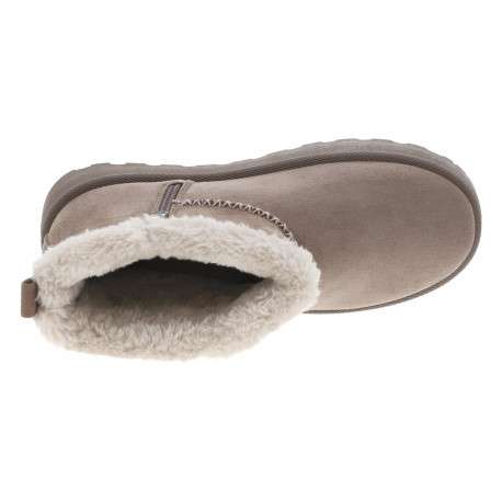Boots taupe à talon compensé pourvue d'une doublure en fausse fourrure - Image 4
