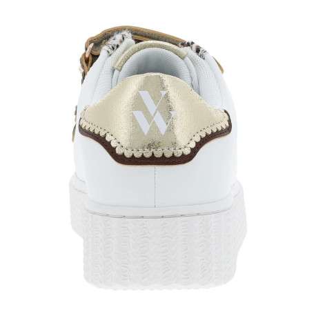 Tennis blanches et or avec bandes auto-agrippantes et logo de la marque - Image 6