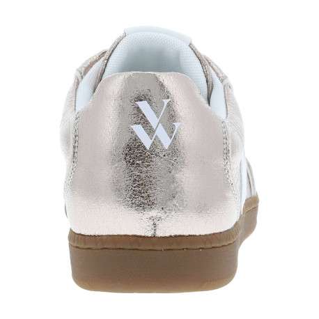 Tennis blanches et dorées à lacets plats et logo de la marque - Image 6