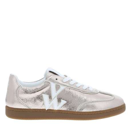 Tennis blanches et dorées à lacets plats et logo de la marque - Image 2