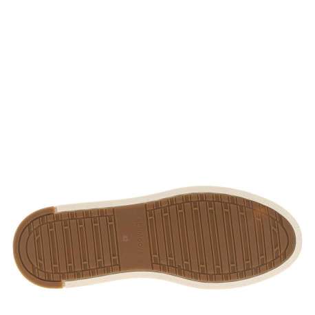 Tennis en cuir nubuck chocolat à talon plat avec des lacets blancs - Image 5