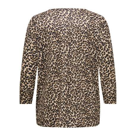 T-shirt motif léopard avec un col rond et des manches longues - Image 2