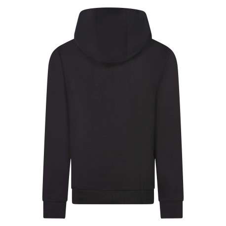 Sweat noir uni avec un col à capuche et un logo sur le torse - Image 2