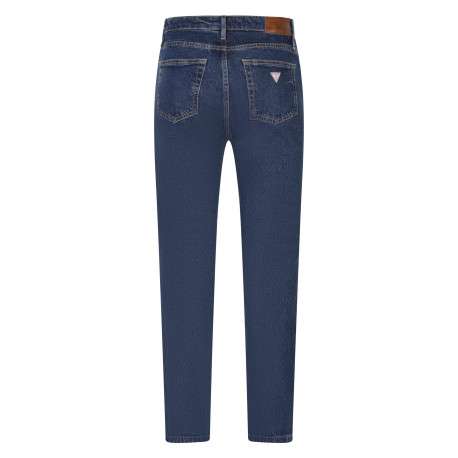 Jean en coton bleu indigo uni à taille haute avec une coupe droite - Image 2