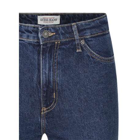 Jean en coton bleu indigo uni à taille haute avec une coupe droite - Image 3