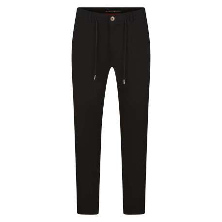 Pantalon de jogging noir uni à coupe tapered à taille élastiquée - Image 3