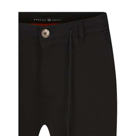 Pantalon de jogging noir uni à coupe tapered à taille élastiquée - Image 5