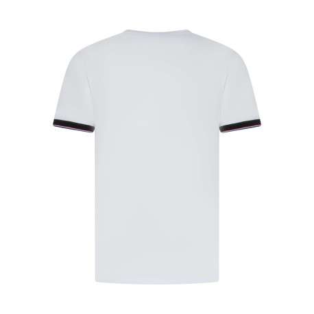 T-shirt en coton blanc uni à col rond avec une petite voiture brodée - Image 2
