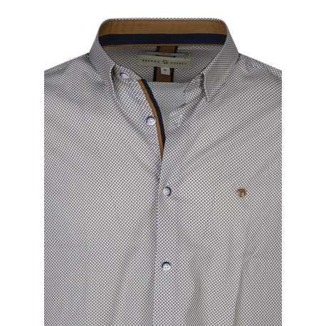 Chemise en coton camel à minis motifs avec une coupe slim et le logo brodé - Image 3