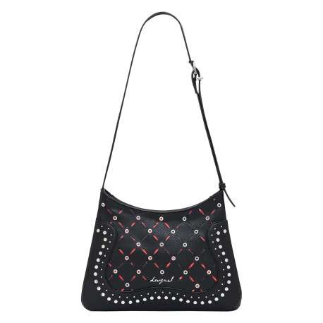 Sac à bandoulière noir zippé avec des œillets et des clous décoratifs