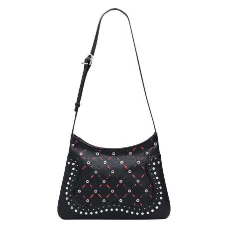 Sac à bandoulière noir zippé avec des œillets et des clous décoratifs - Image 2