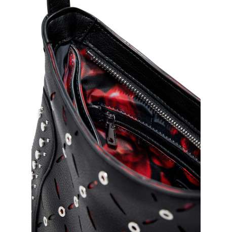 Sac à bandoulière noir zippé avec des œillets et des clous décoratifs - Image 3