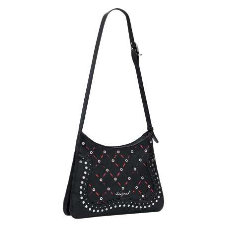 Sac à bandoulière noir zippé avec des œillets et des clous décoratifs - Image 5