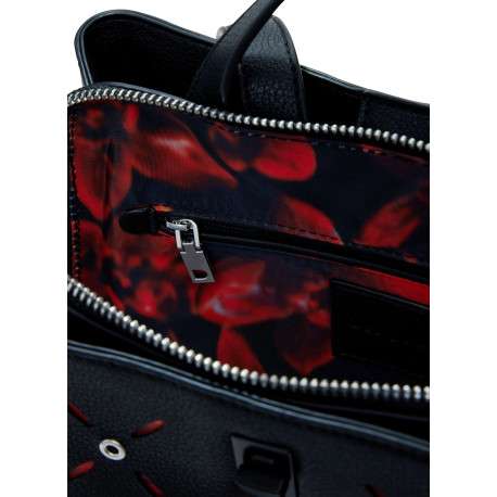 Sac à dos noir zippé avec des œillets et des clous décoratifs - Image 3