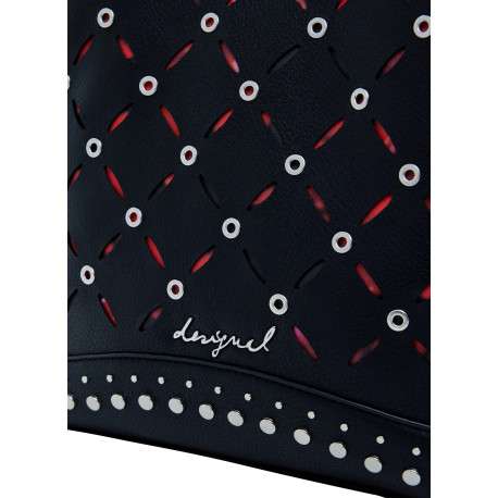 Sac à dos noir zippé avec des œillets et des clous décoratifs - Image 4