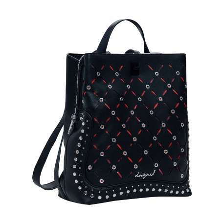 Sac à dos noir zippé avec des œillets et des clous décoratifs - Image 5