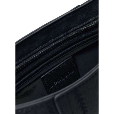 Petit sac porté épaule noir uni avec des détails brodés et des clous métalliques - Image 3