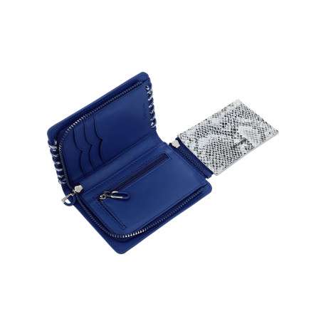 Petit porte-monnaie noir zippé avec des détails peau de serpent - Image 3