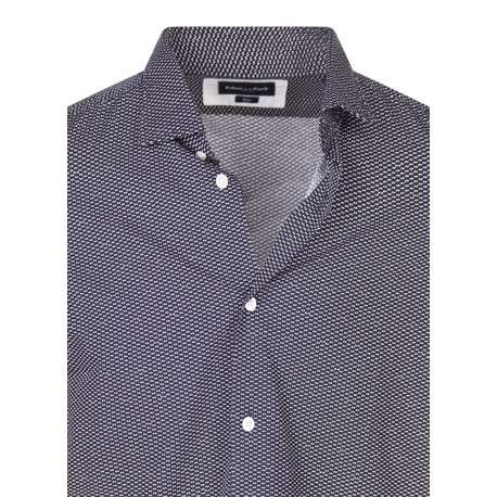 Chemise en coton bleue marine à minis pois avec une coupe slim - Image 3