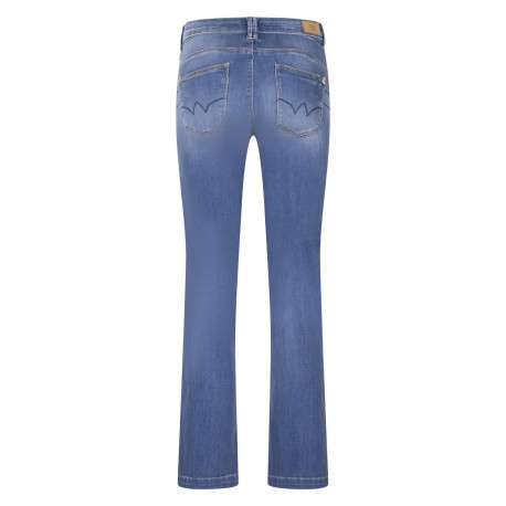 Jean en coton bleu légèrement délavé push up à coupe flare et à taille haute - Image 2
