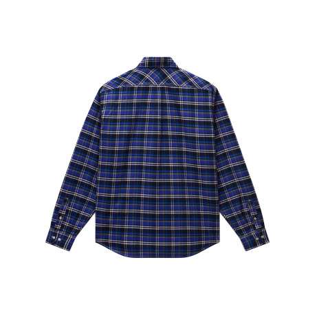Chemise en flanelle bleue à carreaux en coton avec une coupe droite - Image 2