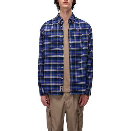 Chemise en flanelle bleue à carreaux en coton avec une coupe droite - Image 3