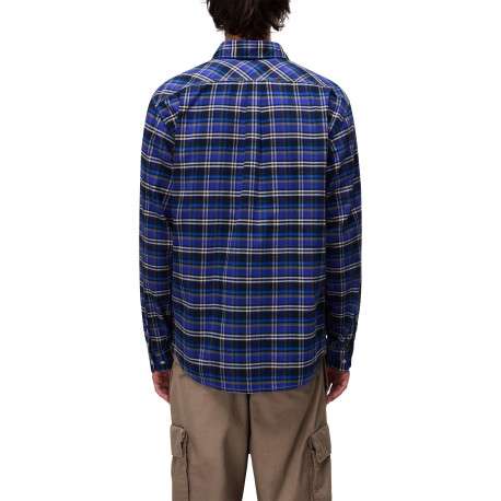 Chemise en flanelle bleue à carreaux en coton avec une coupe droite - Image 4