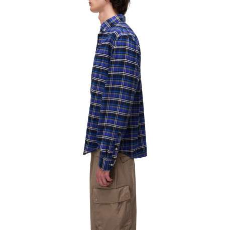 Chemise en flanelle bleue à carreaux en coton avec une coupe droite - Image 5