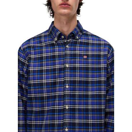 Chemise en flanelle bleue à carreaux en coton avec une coupe droite - Image 6