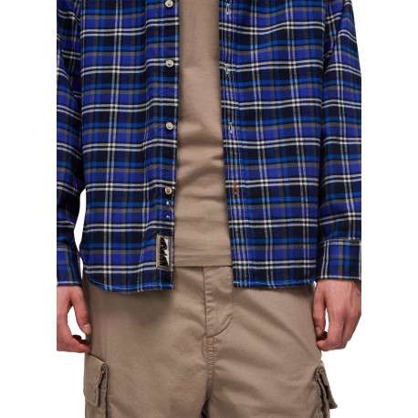 Chemise en flanelle bleue à carreaux en coton avec une coupe droite - Image 7