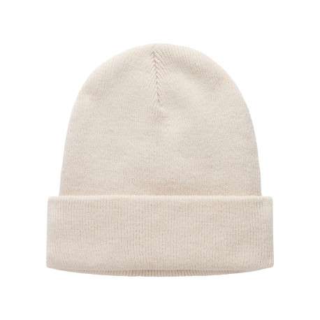 Bonnet écru en maille fine avec patch iconique brodé sur le revers - Image 2