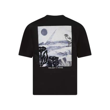 T-shirt en coton noir avec un logo brodé à col rond et à manches courtes - Image 2